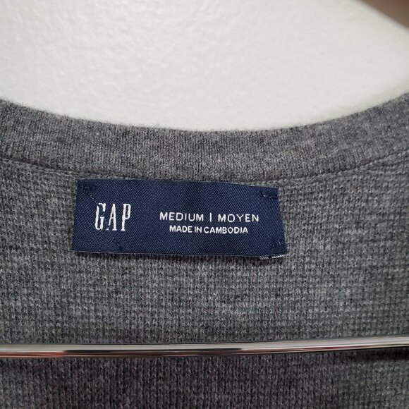 GAP CashSoft Sweater Vest Button Front V-Neck Textured Knit Grey Women's Medium - Picture 7 of 10